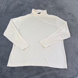 Jantzen Women’s Sweater Shirt Cream XL Vintage USA Turtleneck Embroidered